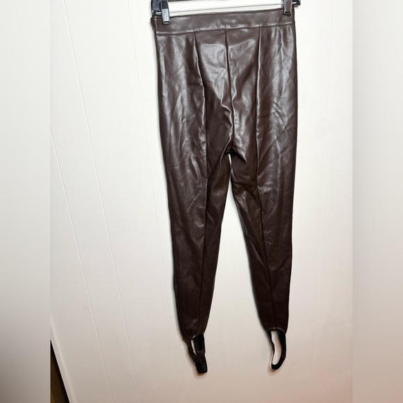 AFRM Sydney dark brown pleather stirrup leggings pants size XS - Picture 6 of 7